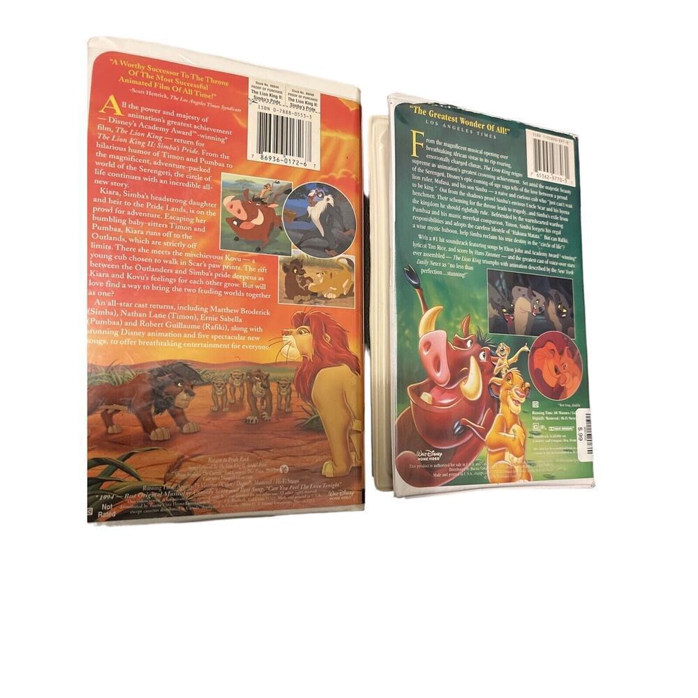 Walt Disney masterpiece The Lion King VHS/The Lion King II Simba’s pride VHS - Picture 5 of 5